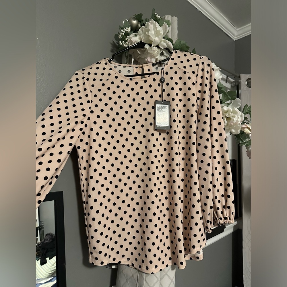 Adrianna Papell Polka dot printed 3/4 sleeve pink top